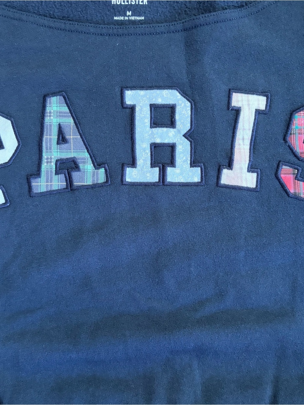 Hollister Navy 'PARIS' Off the Shoulder Sweatshirt - Picture 4 of 5